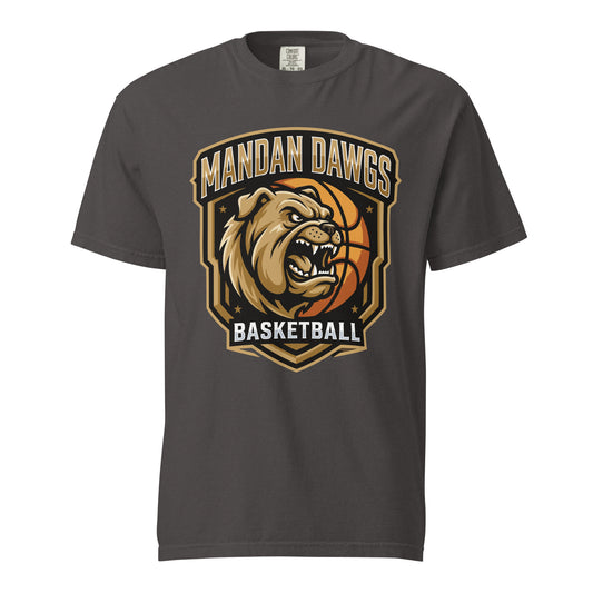 Signature | Comfort Colors T-Shirt | Mandan Dawgs Basketball | Shield Logo
