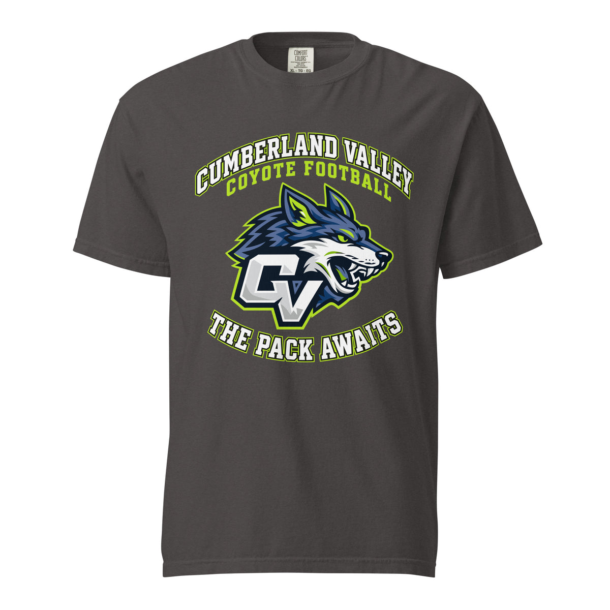 Signature | Comfort Colors T-Shirt | Cumberland Valley Coyotes Football | Emblem Logo