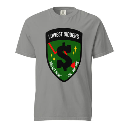 Signature | Comfort Colors T-Shirt | The Lowest Bidders | Emblem Logo