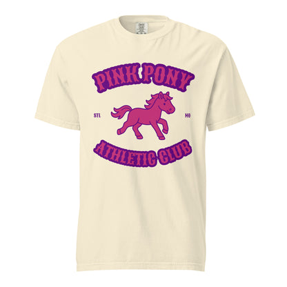 Signature | Comfort Colors T-Shirt | Pink Pony Athletic Club | Crest Logo