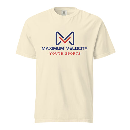 Signature | Comfort Colors T-Shirt | Maximum Velocity Youth Sports | Emblem Logo