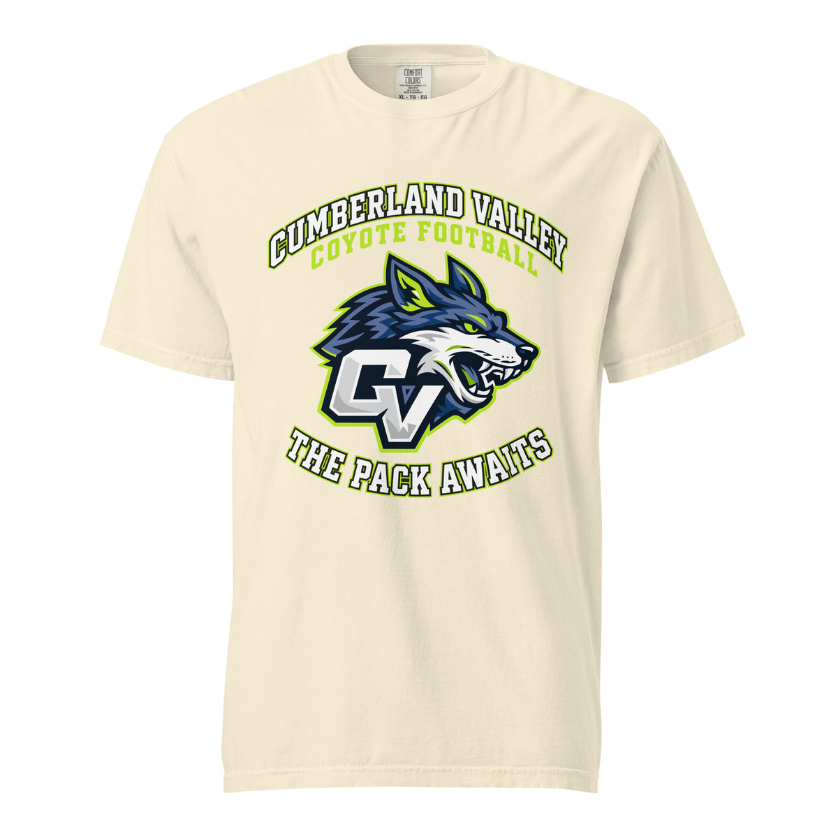 Signature | Comfort Colors T-Shirt | Cumberland Valley Coyotes Football | Emblem Logo