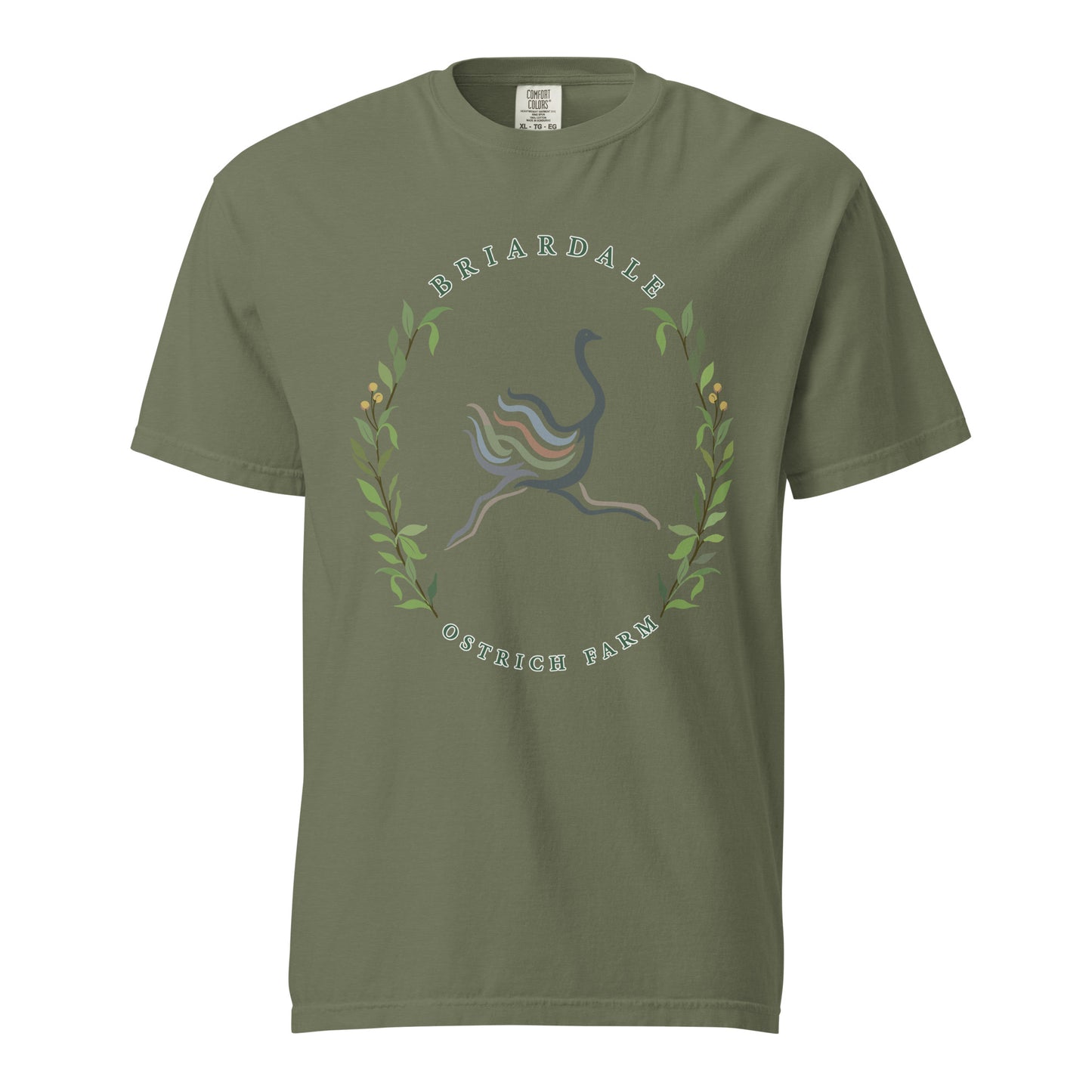 Signature | Comfort Colors T-Shirt | Briardale Ostrich Farm | Crest Logo