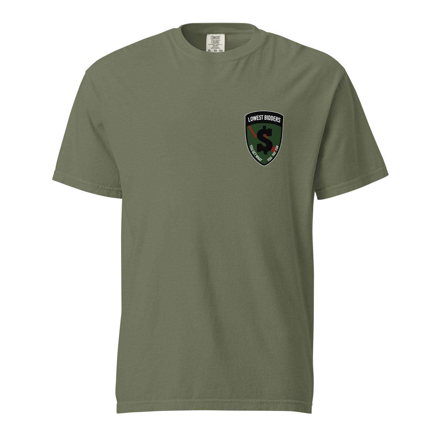 Signature | Comfort Colors T-Shirt | The Lowest Bidders | Shield Logo