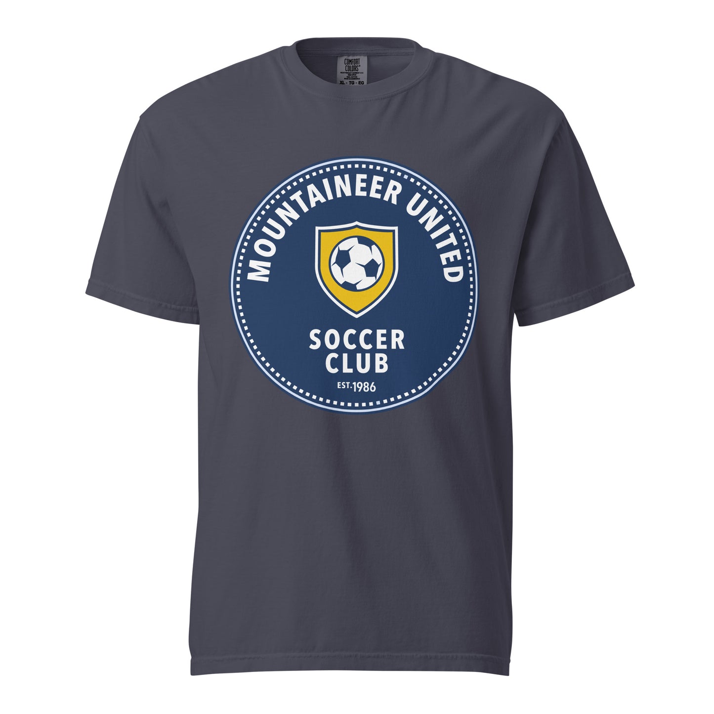 Signature | Comfort Colors T-Shirt | Mountaineer United Soccer Club | Badge Logo