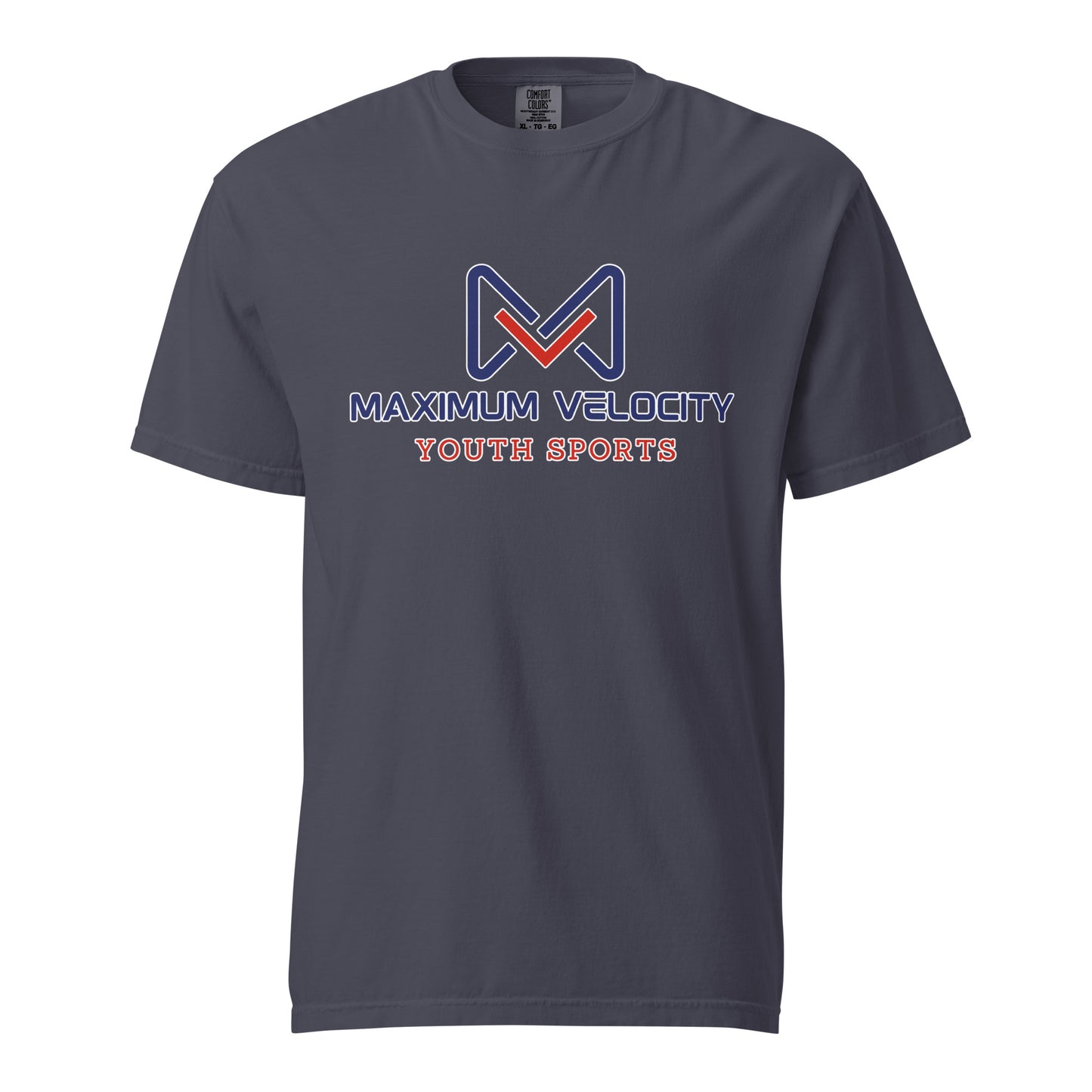 Signature | Comfort Colors T-Shirt | Maximum Velocity Youth Sports | Emblem Logo