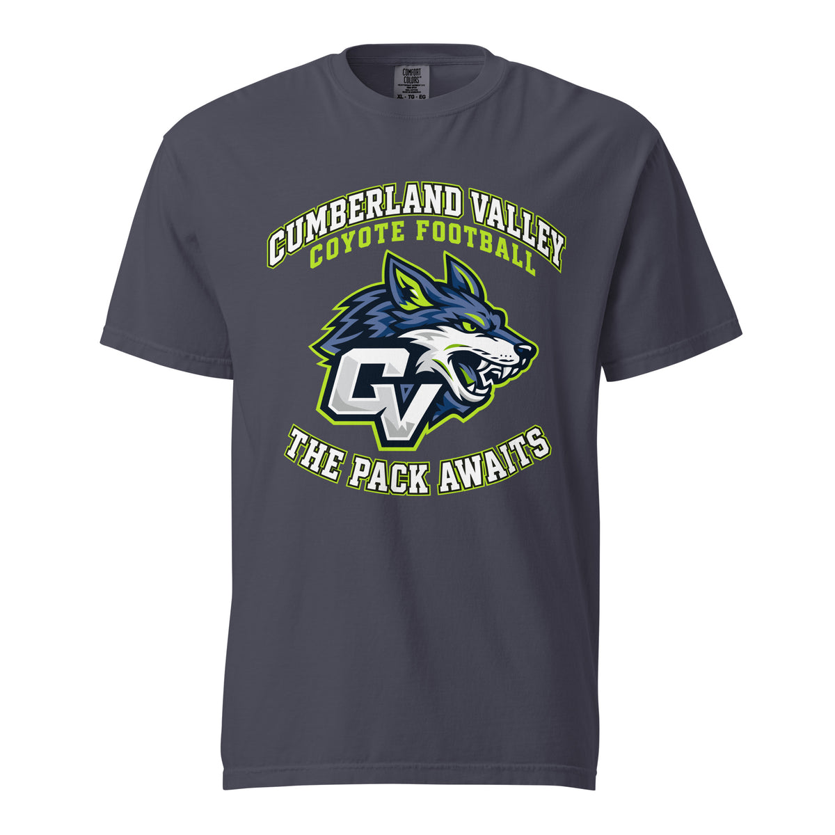 Signature | Comfort Colors T-Shirt | Cumberland Valley Coyotes Football | Emblem Logo