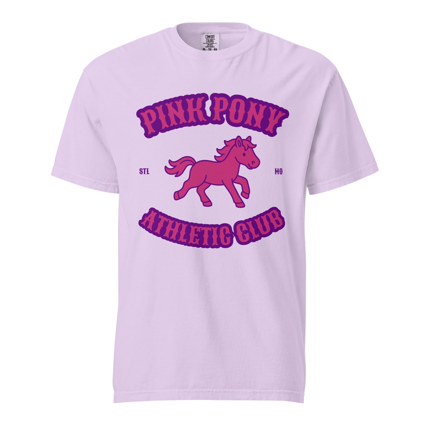 Signature | Comfort Colors T-Shirt | Pink Pony Athletic Club | Crest Logo