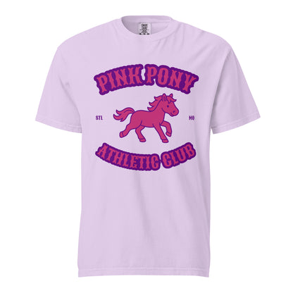 Signature | Comfort Colors T-Shirt | Pink Pony Athletic Club | Crest Logo