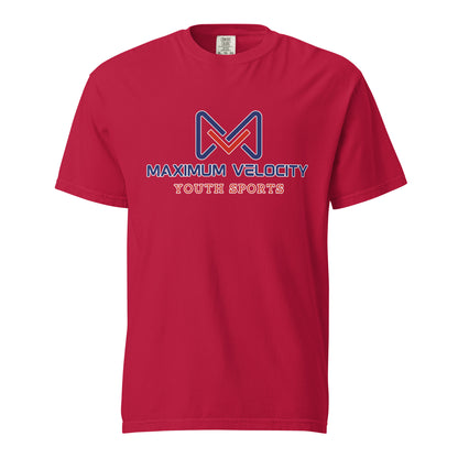 Signature | Comfort Colors T-Shirt | Maximum Velocity Youth Sports | Emblem Logo