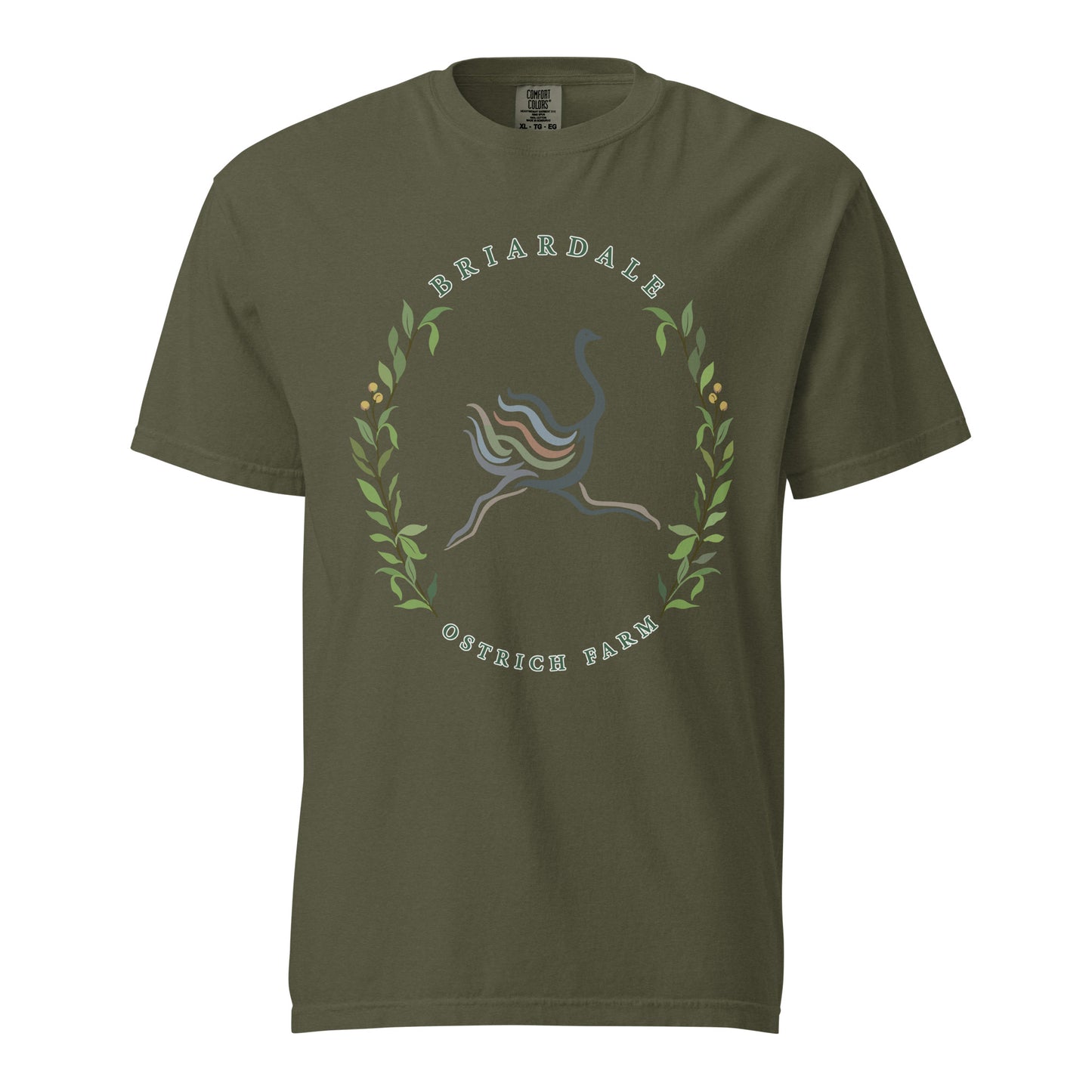 Signature | Comfort Colors T-Shirt | Briardale Ostrich Farm | Crest Logo