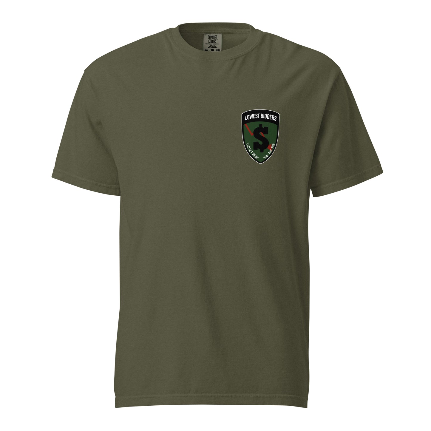 Signature | Comfort Colors T-Shirt | The Lowest Bidders | Shield Logo