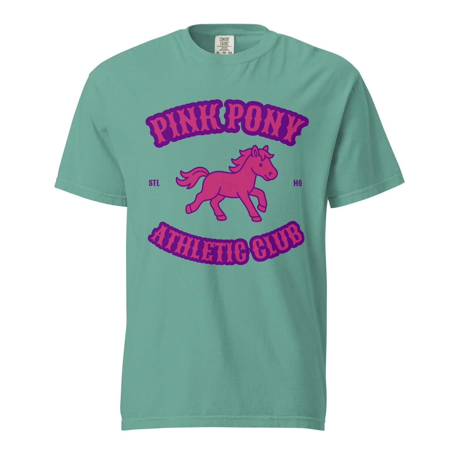 Signature | Comfort Colors T-Shirt | Pink Pony Athletic Club | Crest Logo
