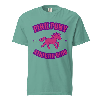 Signature | Comfort Colors T-Shirt | Pink Pony Athletic Club | Crest Logo