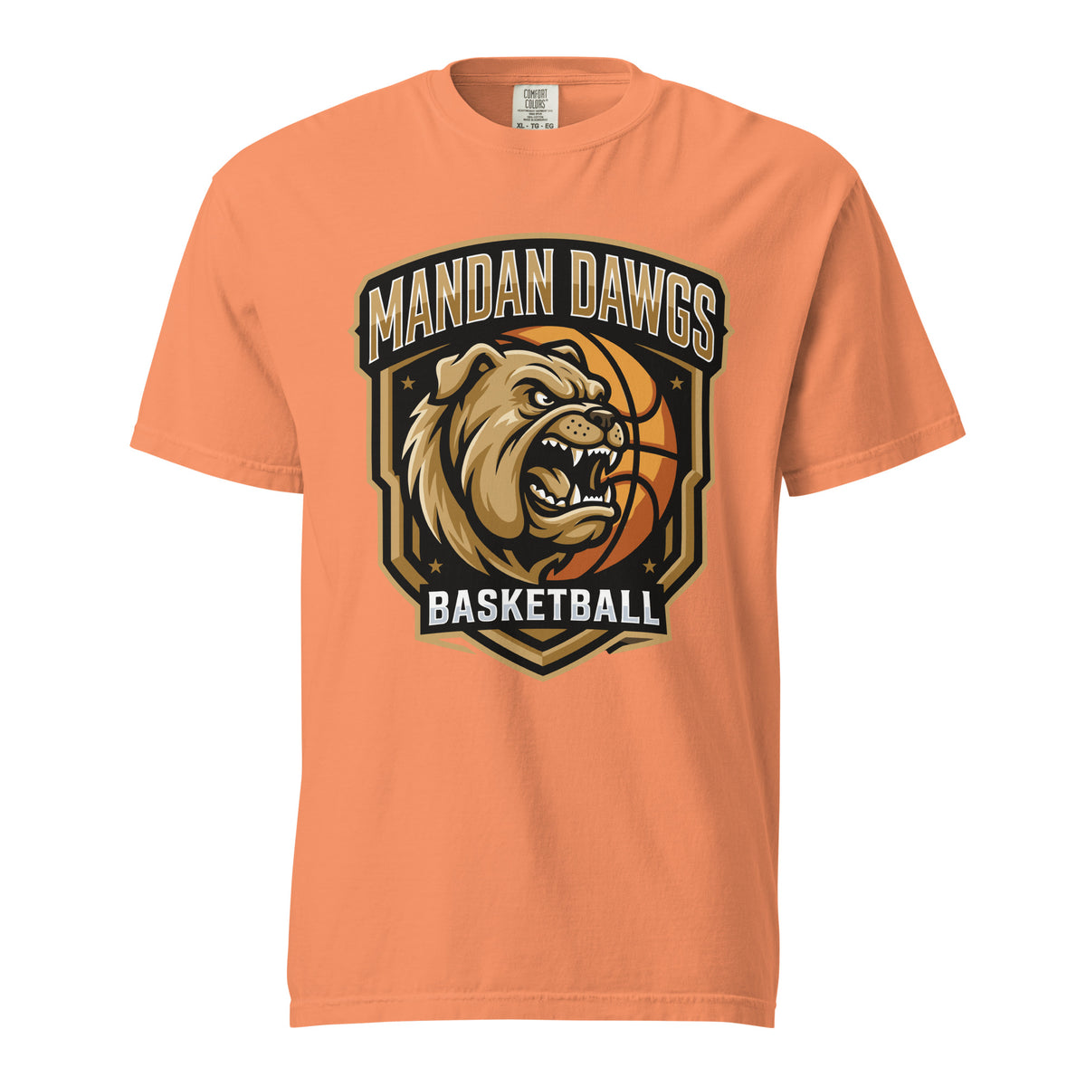 Signature | Comfort Colors T-Shirt | Mandan Dawgs Basketball | Shield Logo