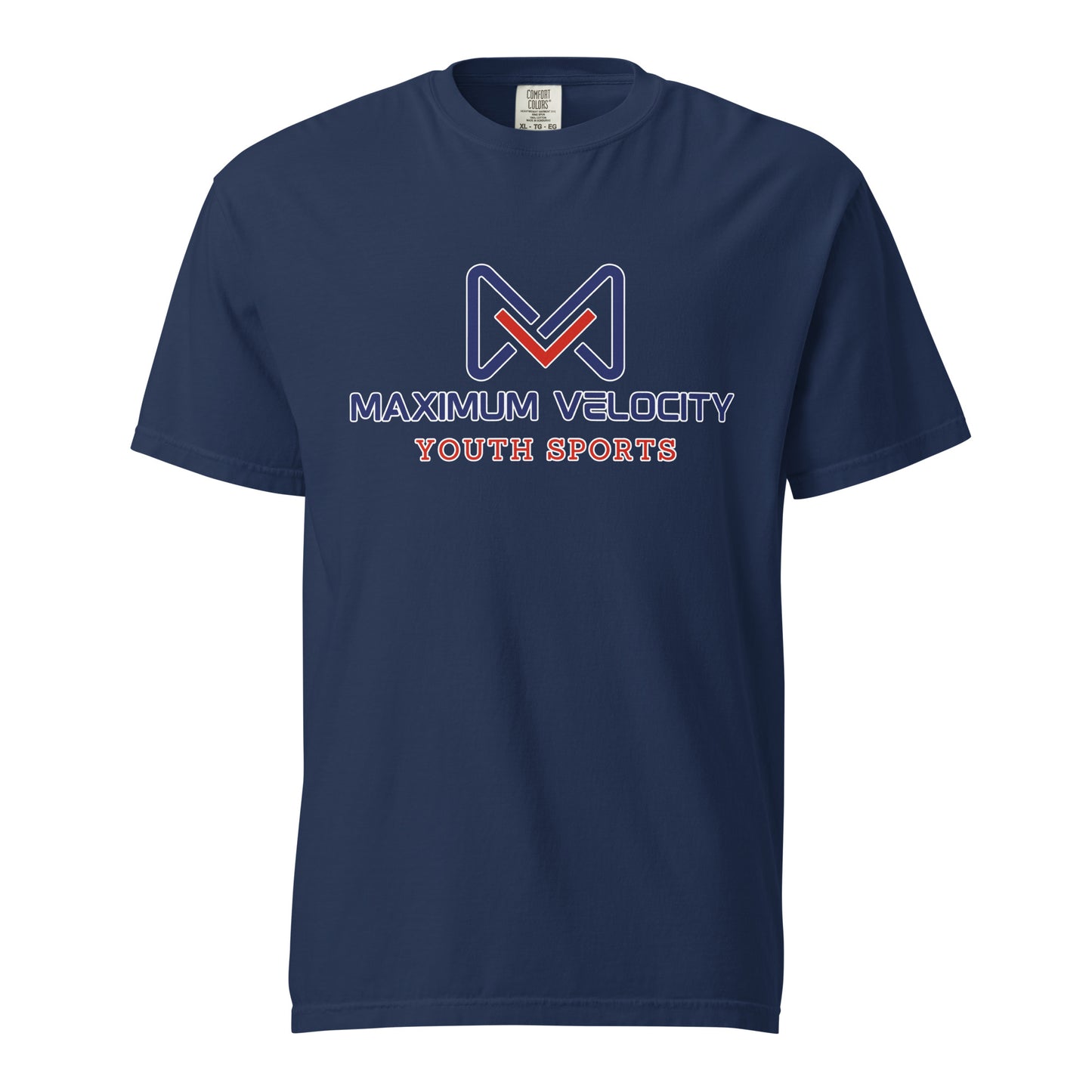 Signature | Comfort Colors T-Shirt | Maximum Velocity Youth Sports | Emblem Logo