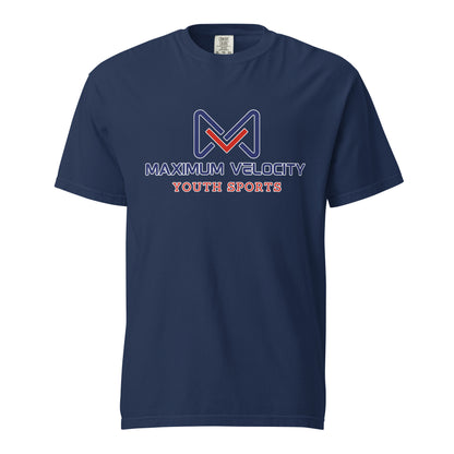 Signature | Comfort Colors T-Shirt | Maximum Velocity Youth Sports | Emblem Logo