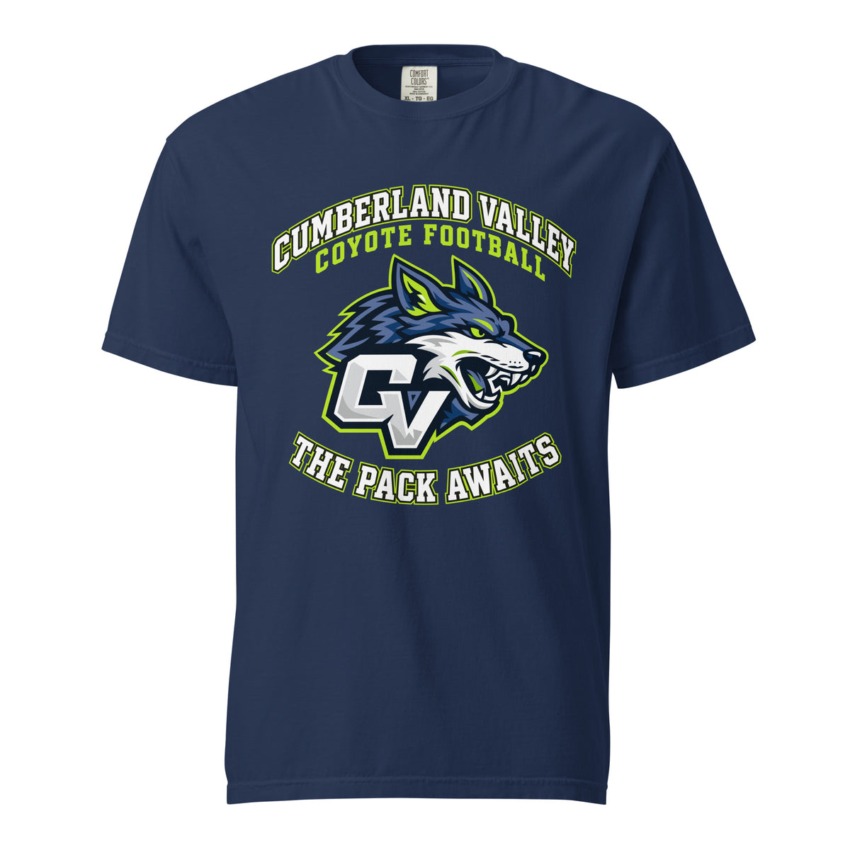 Signature | Comfort Colors T-Shirt | Cumberland Valley Coyotes Football | Emblem Logo