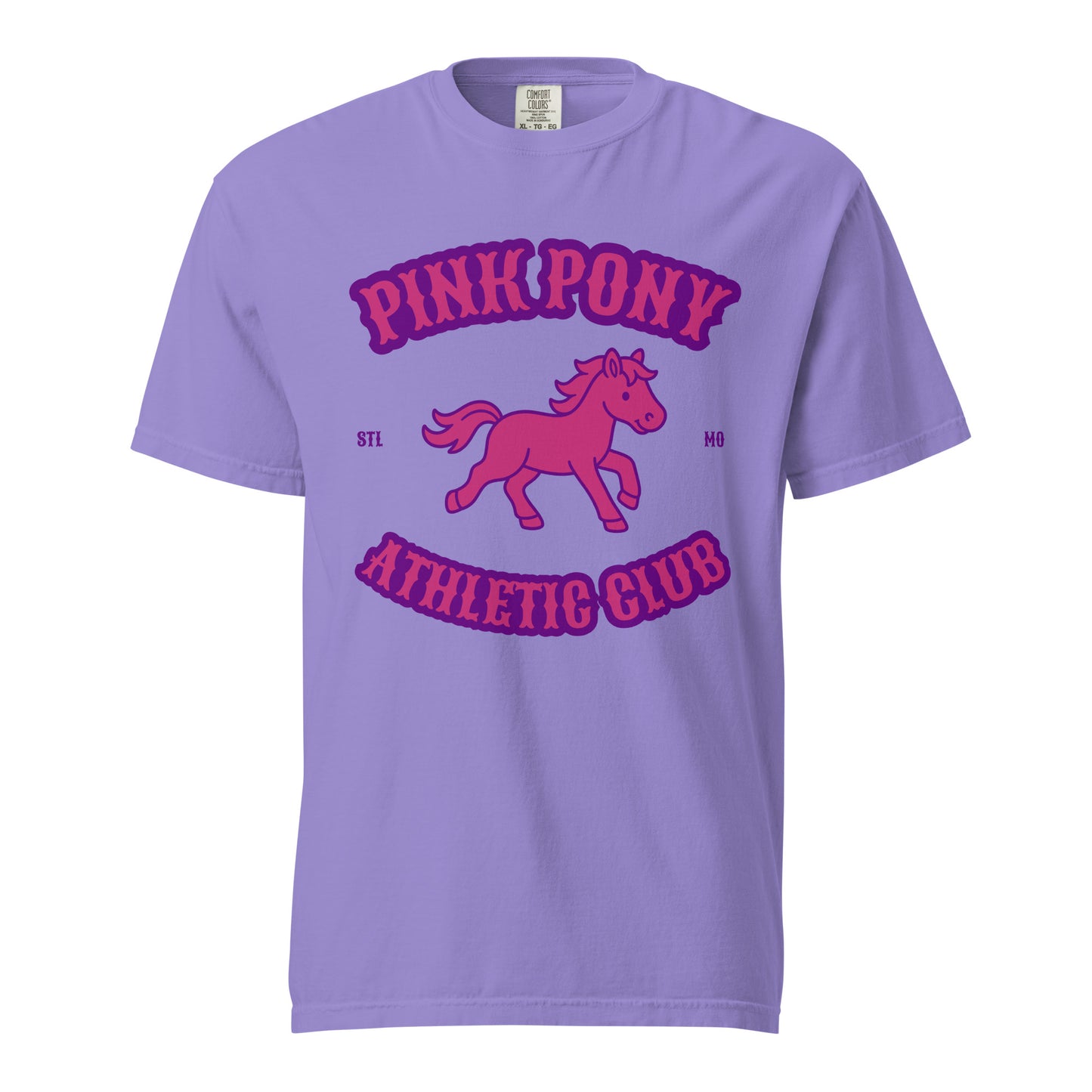 Signature | Comfort Colors T-Shirt | Pink Pony Athletic Club | Crest Logo