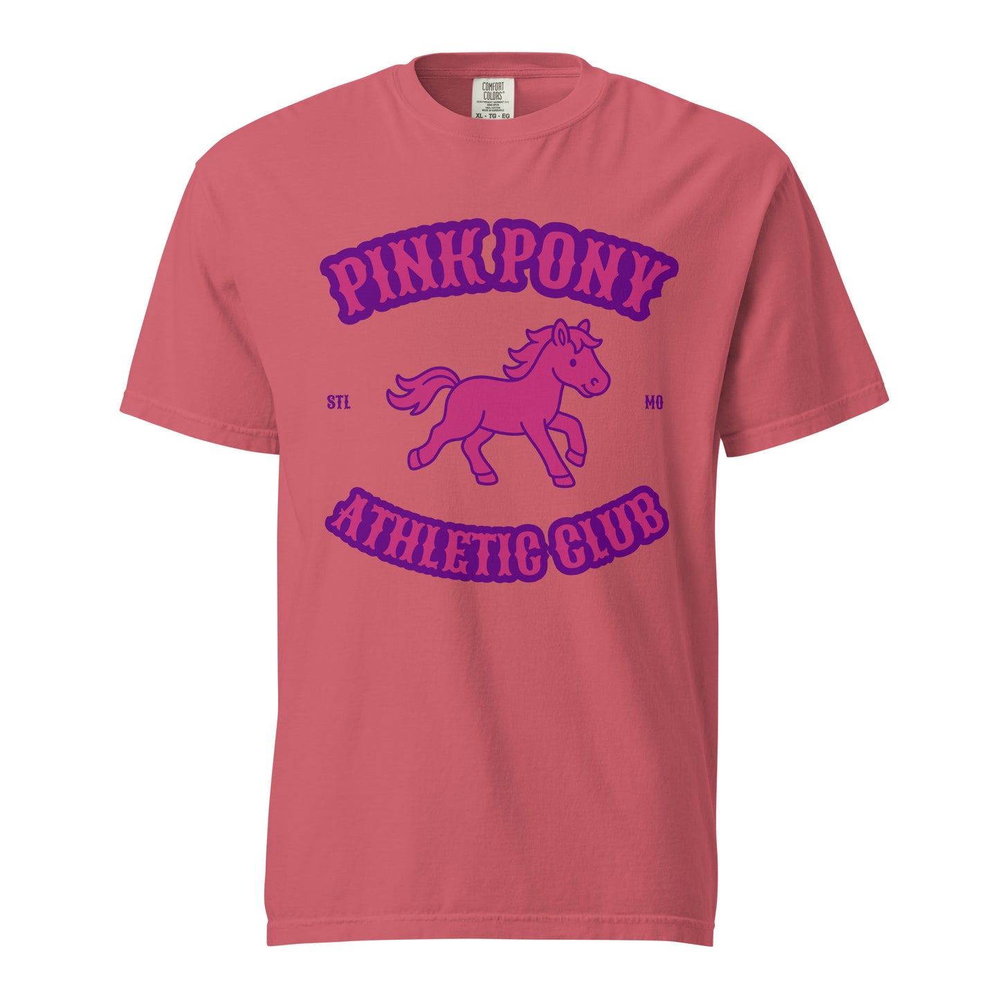 Signature | Comfort Colors T-Shirt | Pink Pony Athletic Club | Crest Logo