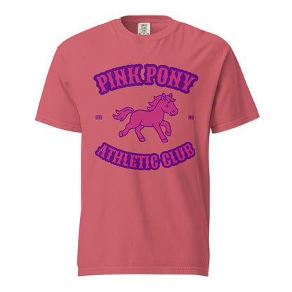Signature | Comfort Colors T-Shirt | Pink Pony Athletic Club | Crest Logo