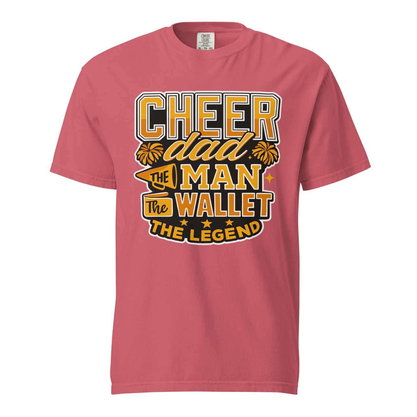 Signature | Comfort Colors T-Shirt | Sunset Surge All-Star Cheerleading | Cheer Dad Legend Logo