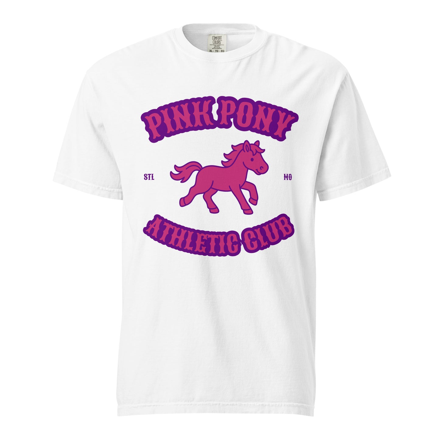 Signature | Comfort Colors T-Shirt | Pink Pony Athletic Club | Crest Logo