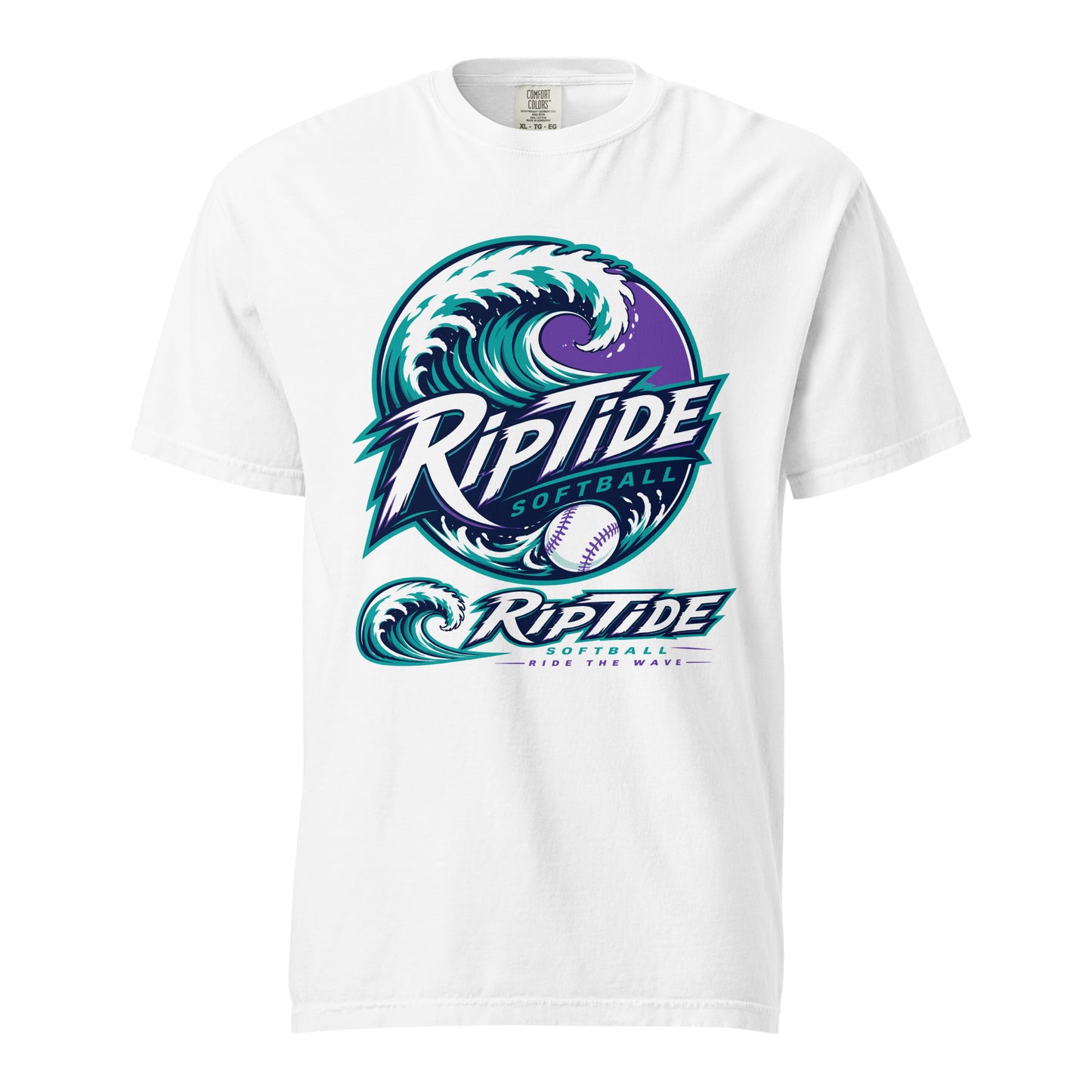 Signature | Comfort Colors T-Shirt | RipTide Softball | Crest Logo