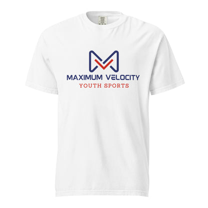 Signature | Comfort Colors T-Shirt | Maximum Velocity Youth Sports | Emblem Logo