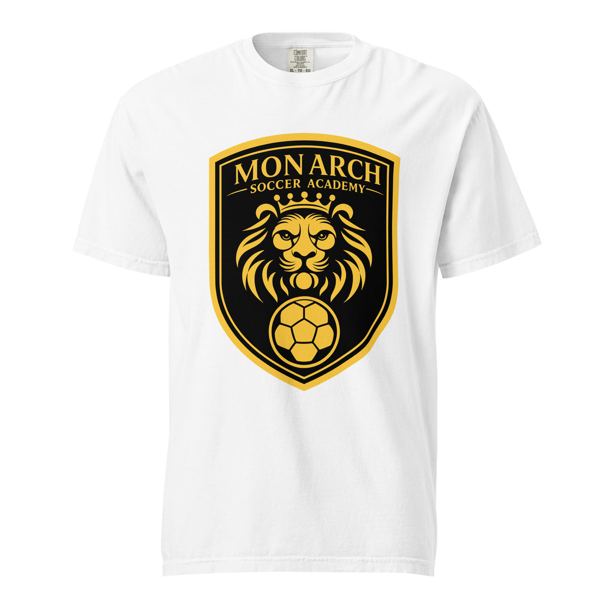 Signature | Comfort Colors T-Shirt | Monarch Soccer Academy | Shield Logo