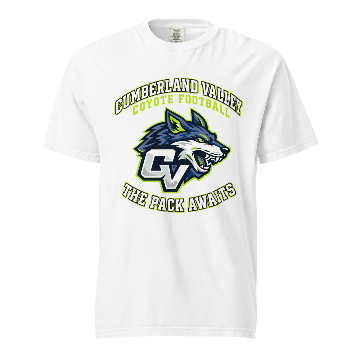 Signature | Comfort Colors T-Shirt | Cumberland Valley Coyotes Football | Emblem Logo