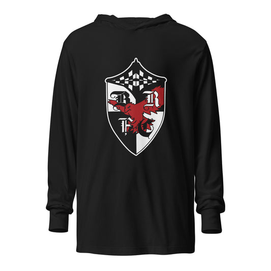 Performance | Hooded Long Sleeve T Shirt | Bard College Rugby Football Club | Raptor Logo
