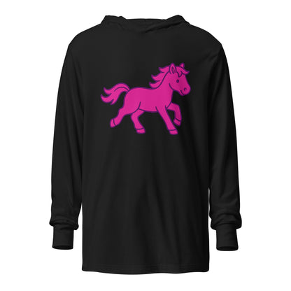 Performance | Hooded Long Sleeve T Shirt | Pink Pony Athletic Club | Mascot Logo