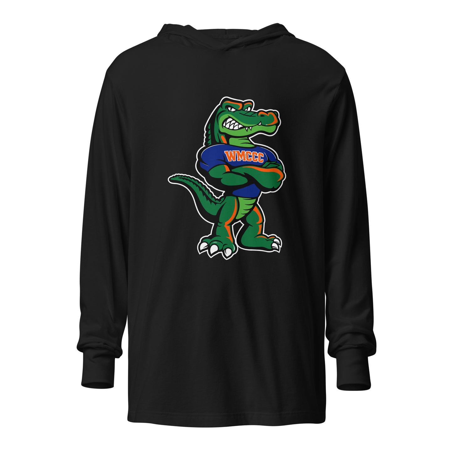 Performance | Hooded Long Sleeve T Shirt | West Memphis Community Christian College Gators | Mascot Logo