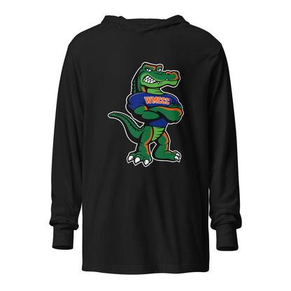 Performance | Hooded Long Sleeve T Shirt | West Memphis Community Christian College Gators | Mascot Logo