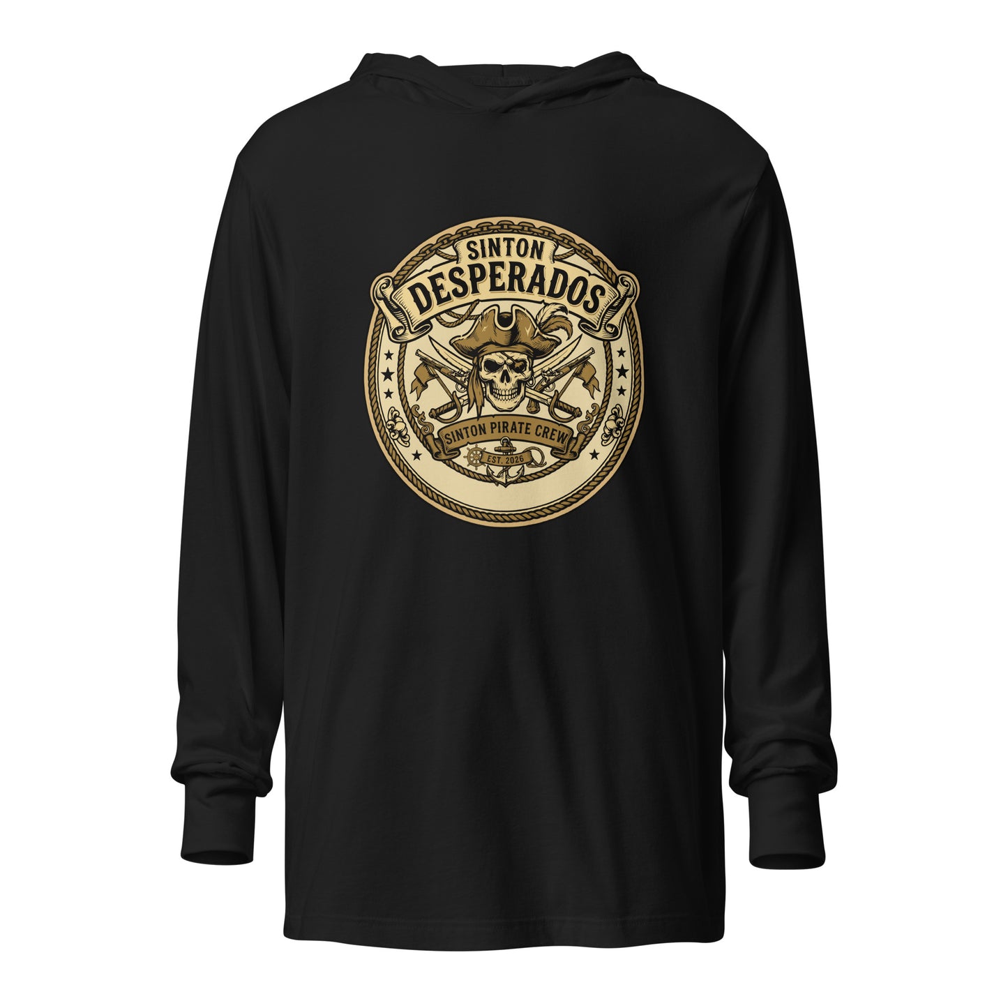Performance | Hooded Long Sleeve T Shirt | Sinton Desperados Baseball | Badge Logo