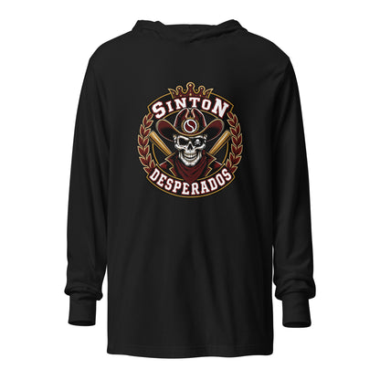 Performance | Hooded Long Sleeve T Shirt | Sinton Desperados Baseball | Ridge Varsity Logo