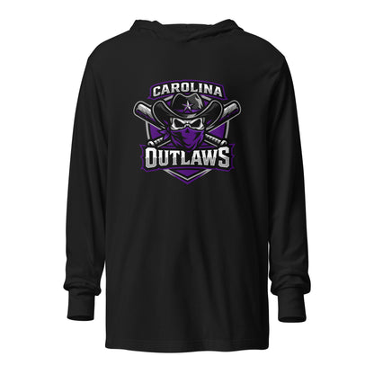 Performance | Hooded Long Sleeve T Shirt | Carolina Outlaws Baseball | Shield Logo