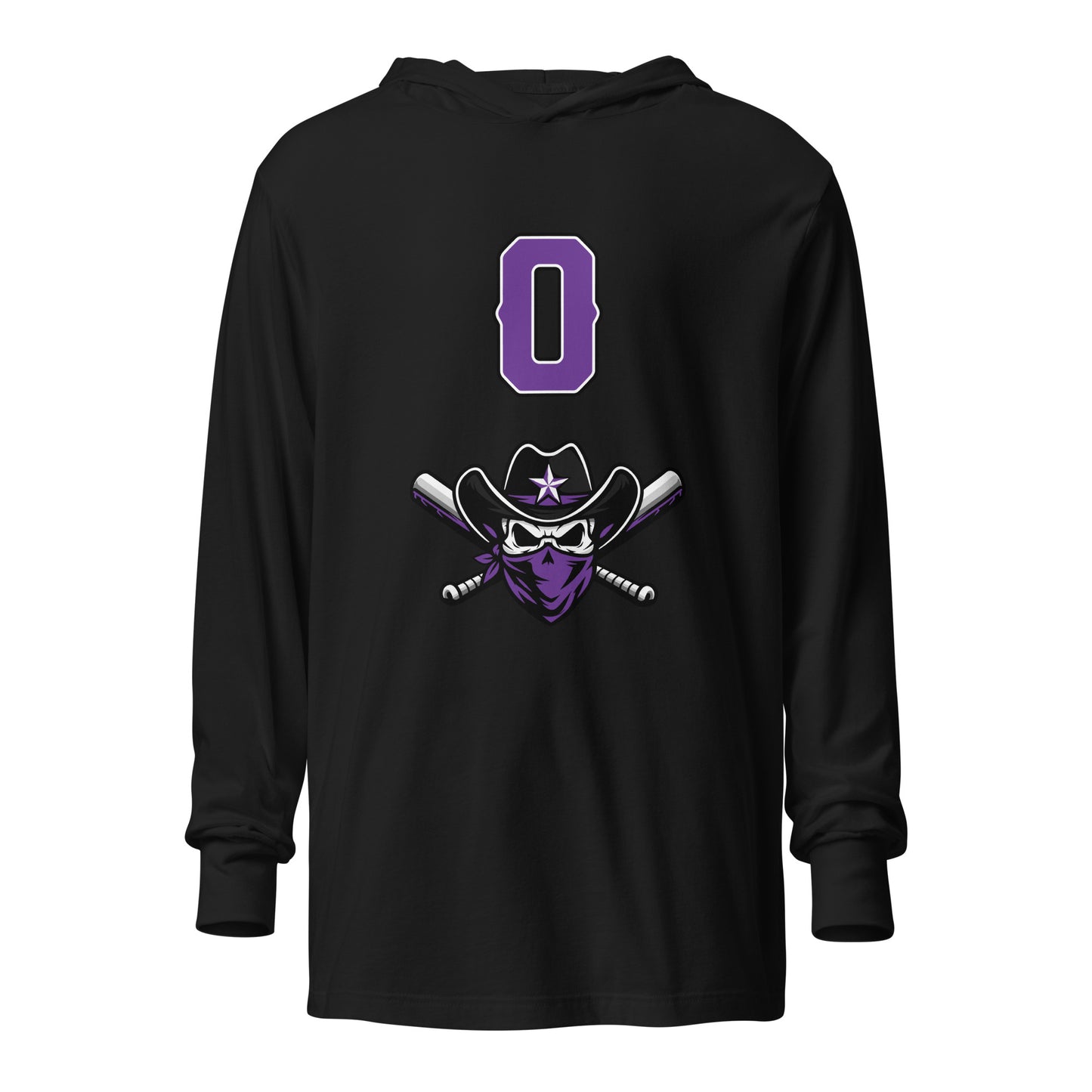 Performance | Hooded Long Sleeve T Shirt | Carolina Outlaws Baseball | Purple Renegades Logo