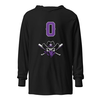 Performance | Hooded Long Sleeve T Shirt | Carolina Outlaws Baseball | Purple Renegades Logo