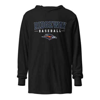 Performance | Hooded Long Sleeve T Shirt | Ridgeway High School Baseball | Modern Script Logo