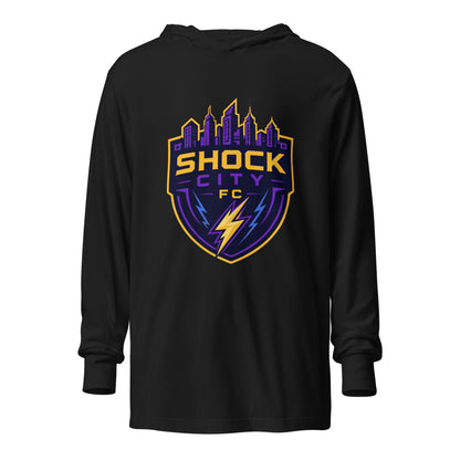 Performance | Hooded Long Sleeve T Shirt | Shock City FC | Crest Logo