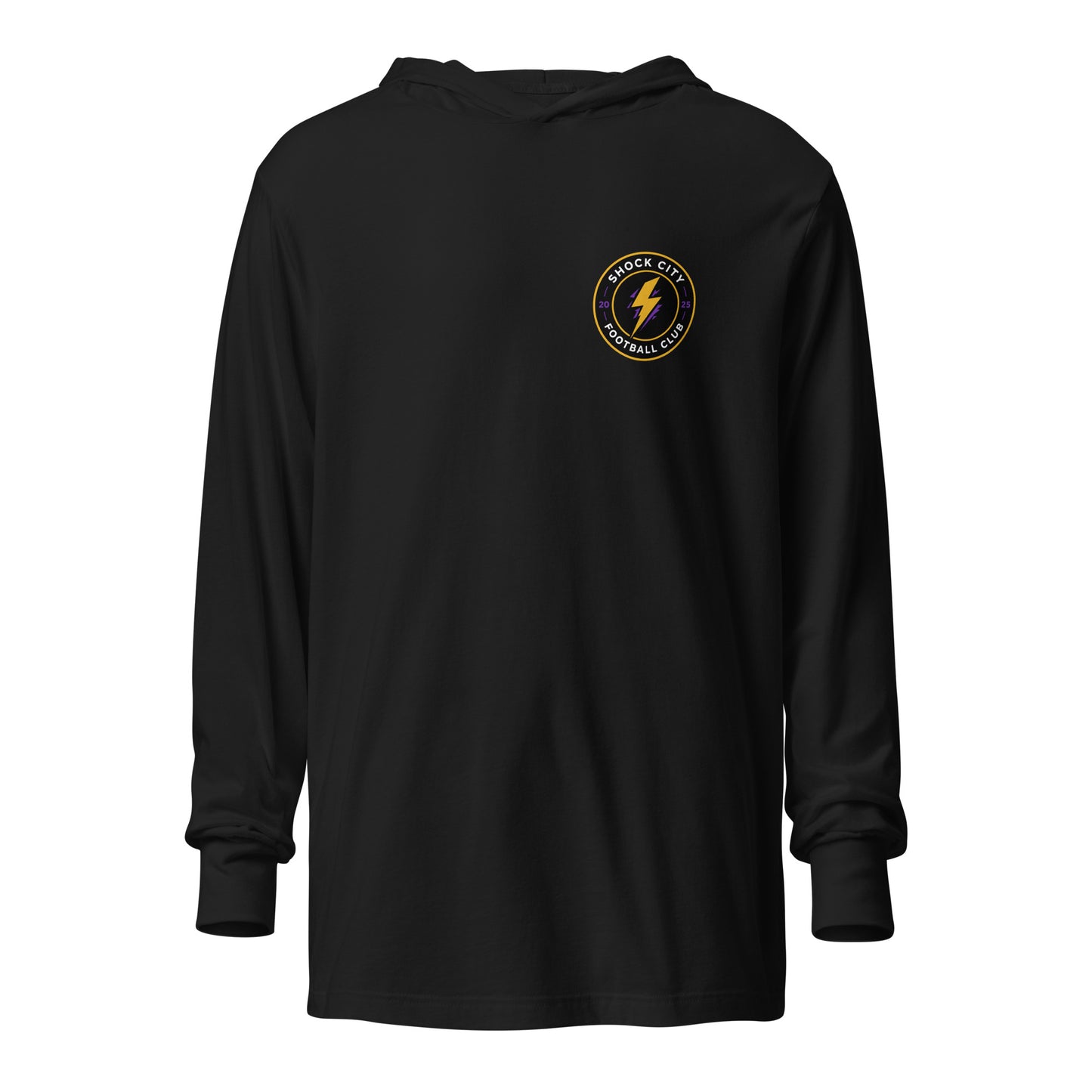 Performance | Hooded Long Sleeve T Shirt | Shock City FC | Badge Logo