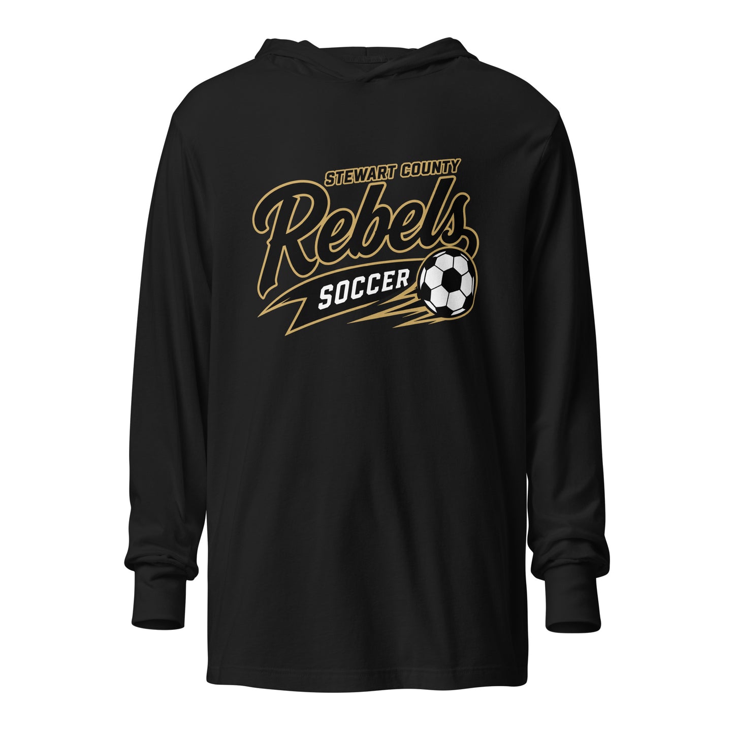 Performance | Hooded Long Sleeve T Shirt | Stewart County Soccer | Rebels Logo