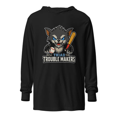 Performance | Hooded Long Sleeve T Shirt | Triad Troublemakers | Mascot Logo