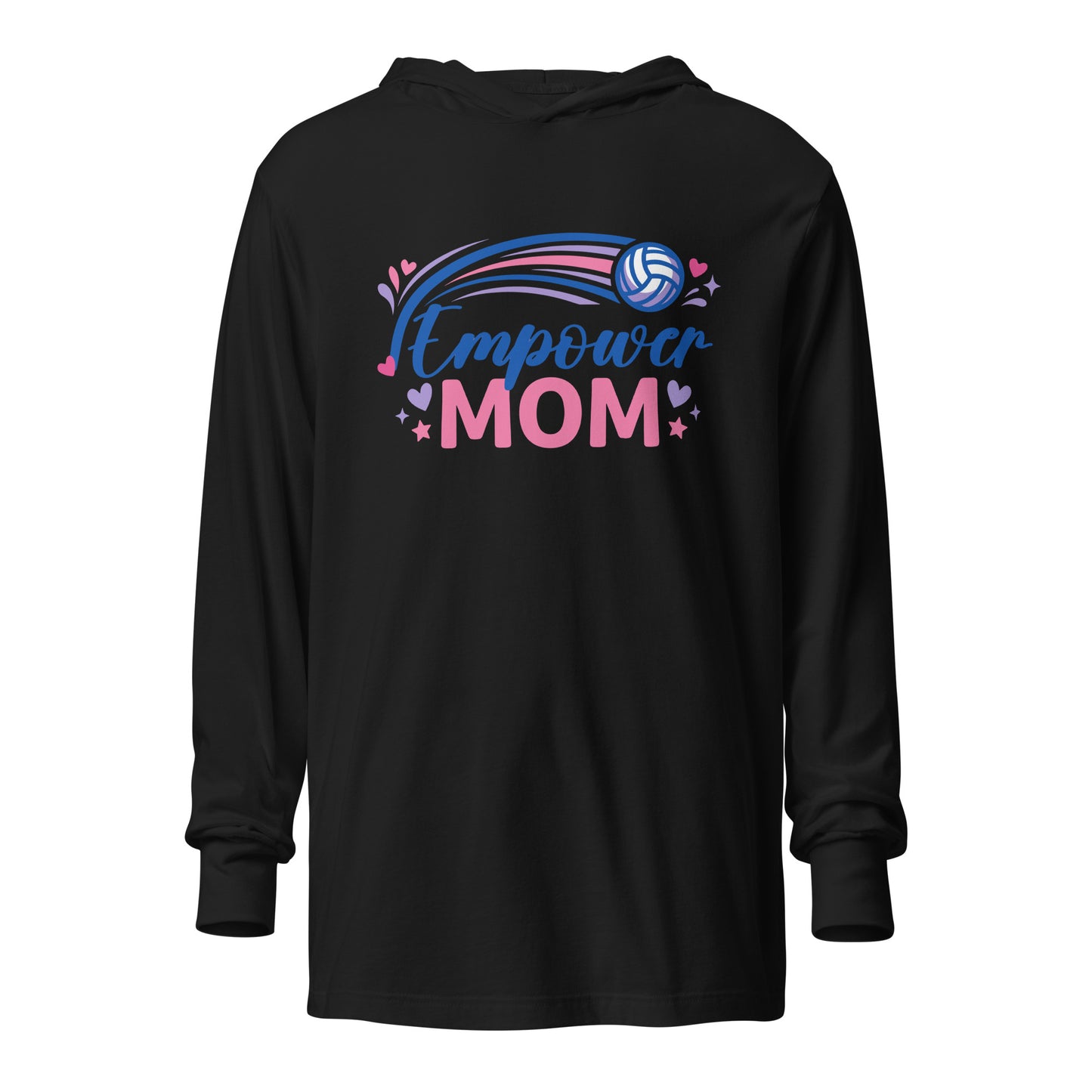 Performance | Hooded Long Sleeve T Shirt | Empower Volleyball Club | Mom Crest Logo