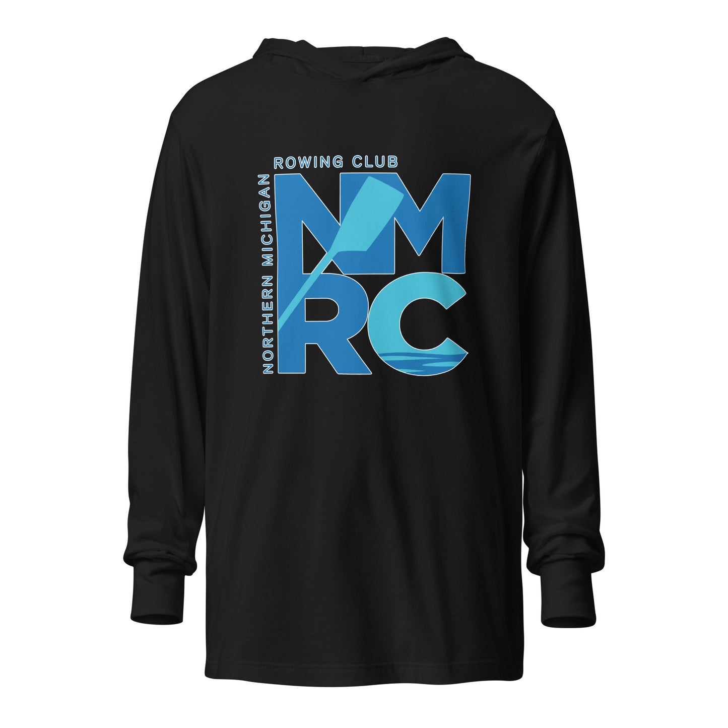 Performance | Hooded Long Sleeve T Shirt | Northern Michigan Rowing | Modern Script Logo