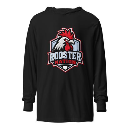 Performance | Hooded Long Sleeve T Shirt | Rooster Nation | Shield Logo