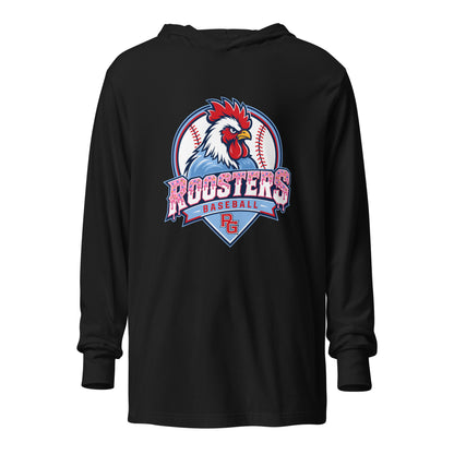 Performance | Hooded Long Sleeve T Shirt | Rooster Nation | Emblem Logo