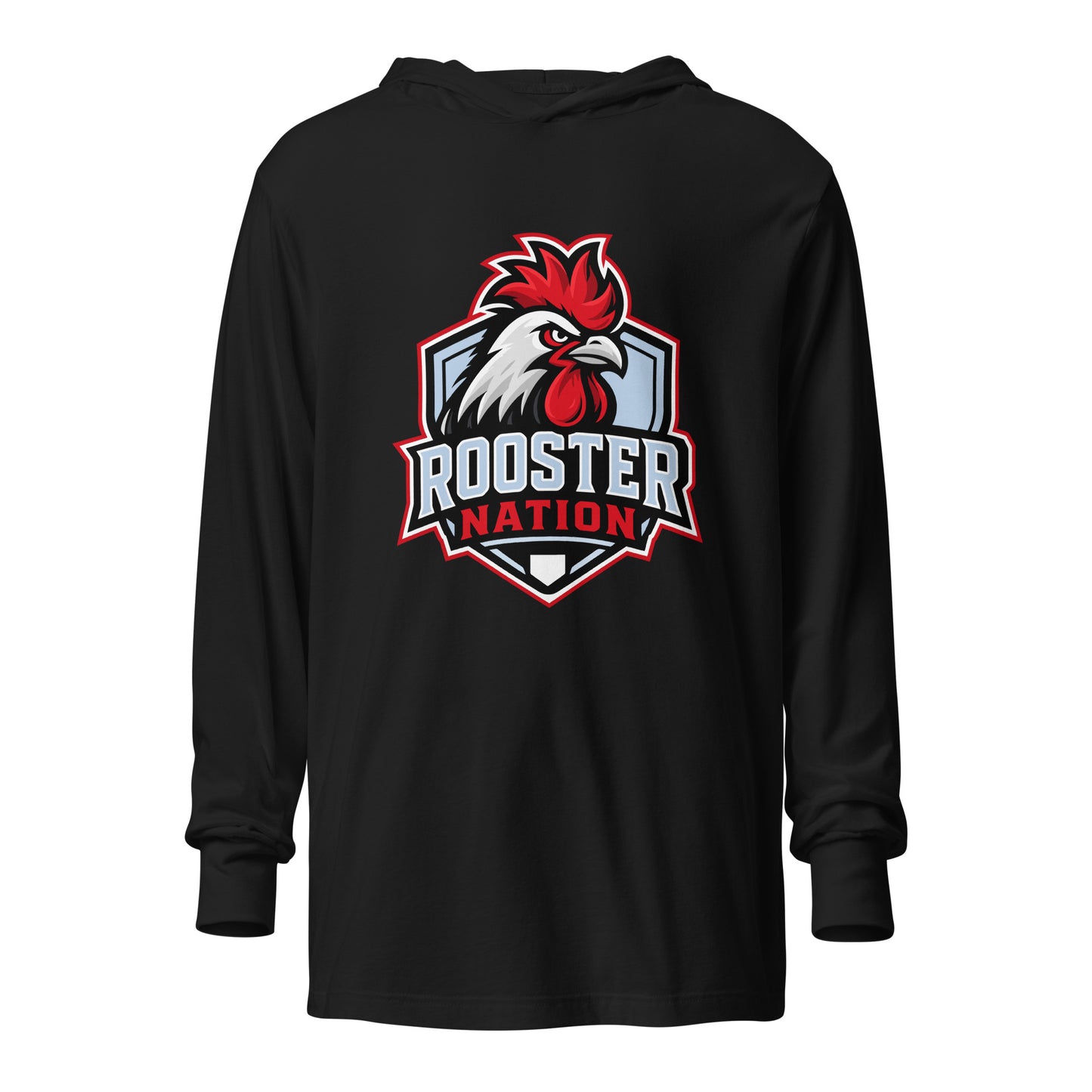 Performance | Hooded Long Sleeve T Shirt | Rooster Nation | Shield Logo